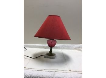 Vintage Hobnail Lamp With Marble Base