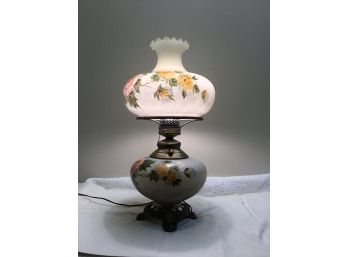 Vintage Flowered Hurricane Desk Lamp
