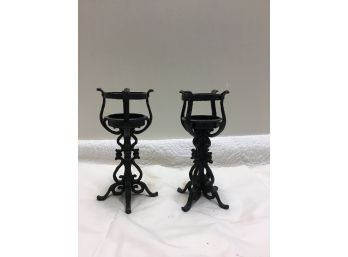 Pair Of 10 Inch Tall Candle Stick Holders