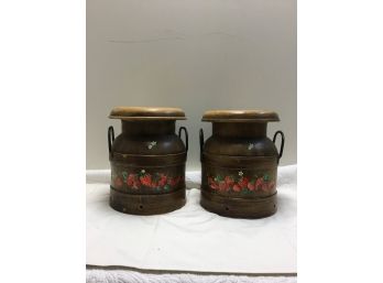 Pair Of Decorative Vintage Milk Cans