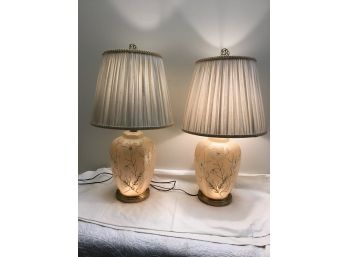 Vintage Lighted 32 Inch Tall Bedside Lamps
