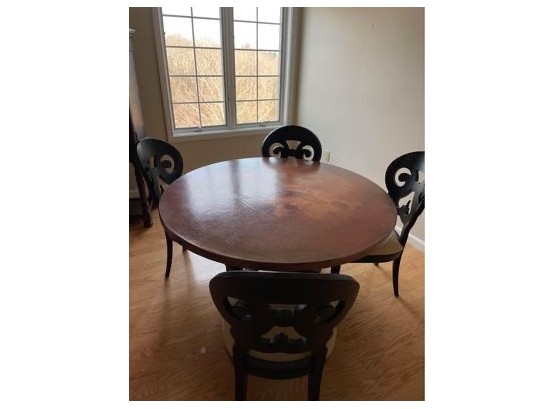 Copper Lined Dining Room Table And 4 Chairs